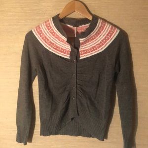 NWT Free People Ruched Fair Isle Sweater Small
